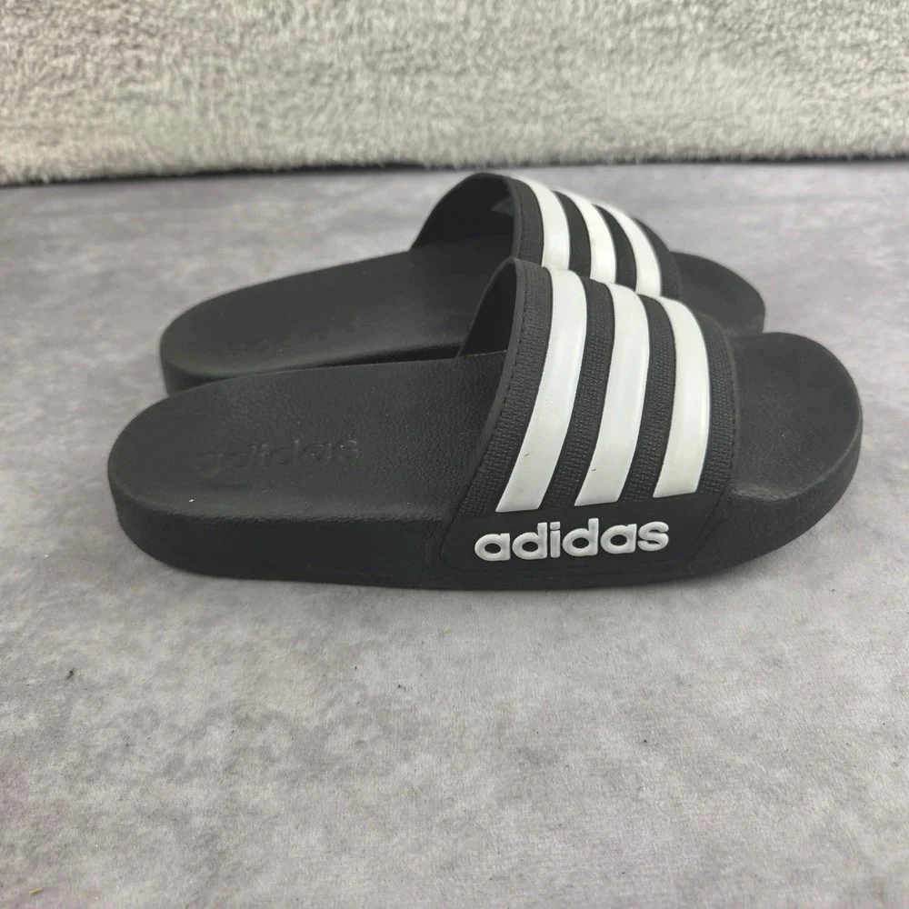 Adidas Adilette Shower Slides Black White Stripes Sandals G27625 Kids Size 1 US